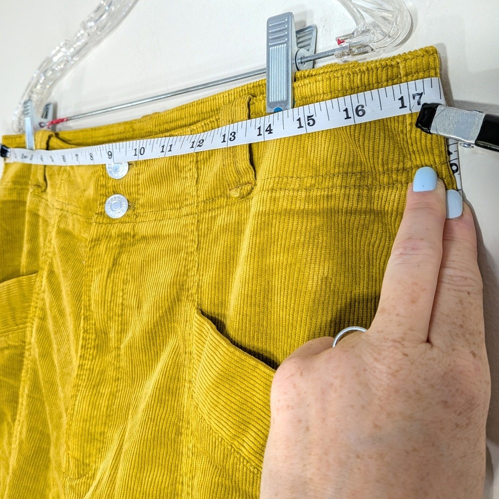 Pilcro Yellow Corduroy Pants; High Rise Ankle Zip Cargo 32 - Picture 2 of 9